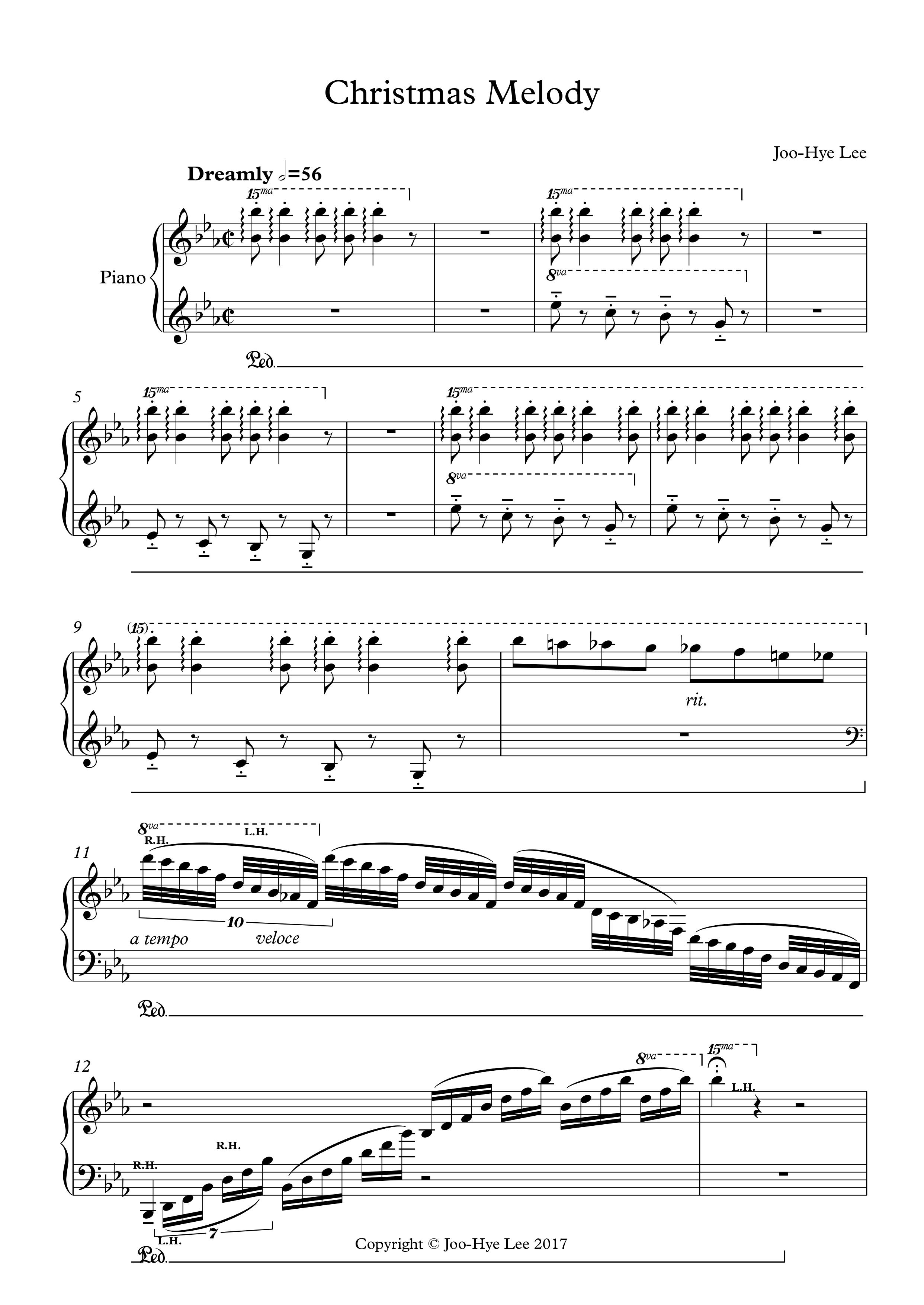 Christmas Melody for  Piano Quartet